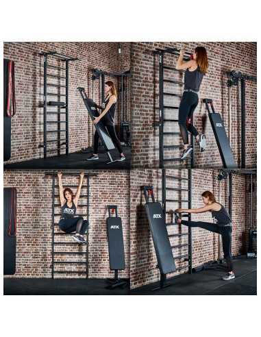 Station home training murale ATX avec barre de traction - banc - espalier 