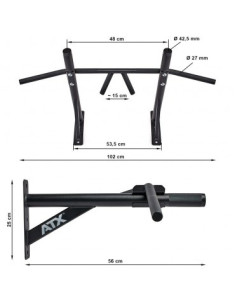 Barre de traction à fixation murale ATX poignées multi-grip charge 200 kg 