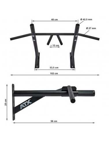 Barre de traction à fixation murale ATX poignées multi-grip charge 200 kg 