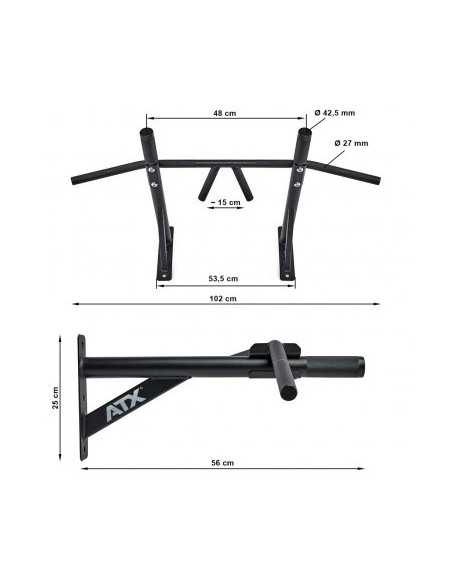 Barre de traction à fixation murale ATX poignées multi-grip charge 200 kg 