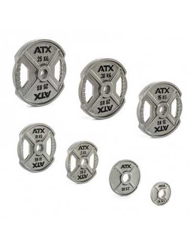 Set de plaques de poids olympiques ATX 3 poignées en 125 kg 