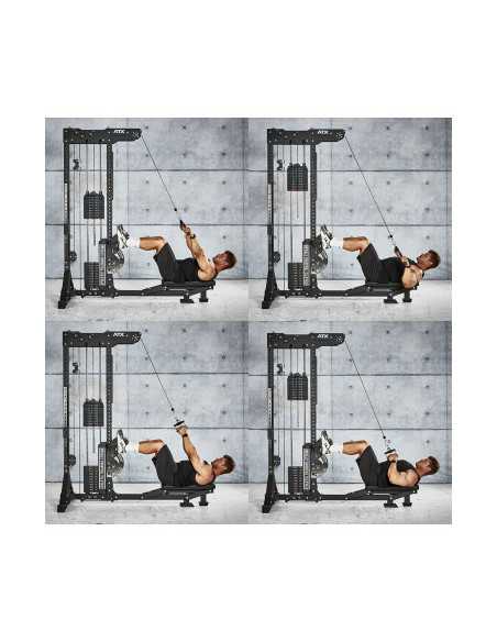 Station de tirage à poulie ATX ultra polyvalente 3 en 1 pour lat pulldown et rowing avec colonne de poids 135 kg - Trinity Tower