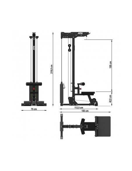 Station de tirage double ATX avec colonne de poids de 115 kg - Capacité 160 kg 
