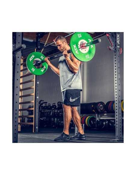 Barre droite olympique de musculation professionnelle ATX de 210 cm avec une capacité de 350 kg 