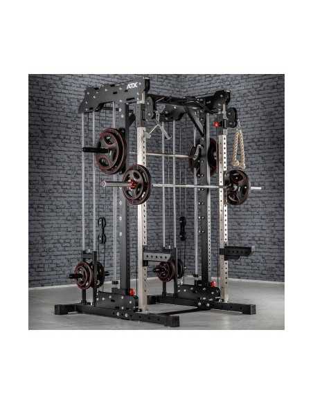 Machine smith à barre guidée avec barre de traction ATX station et crochets de sécurité 