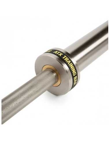 Barre droite olympique 220 cm avec logo ATX jaune capacité de charge 500 kg 