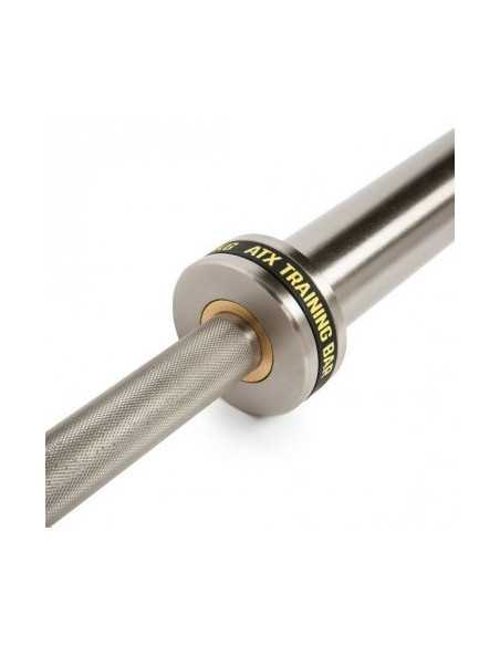 Barre droite olympique 220 cm avec logo ATX jaune capacité de charge 500 kg 