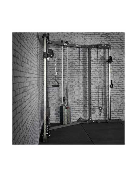 Station de musculation ATX poulie vis-à-vis d'angle avec colonne de poids 90 kg 