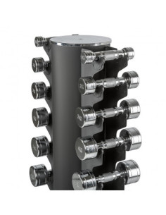 Kit d'haltères chromés 1 à 10 kg avec colonne de rangement pour 10 paires d'haltères - ATX 