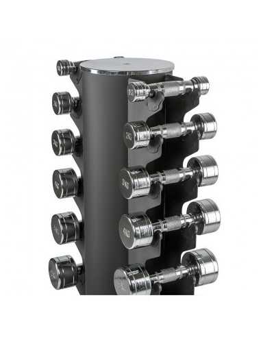 Kit d'haltères chromés 1 à 10 kg avec colonne de rangement pour 10 paires d'haltères - ATX 