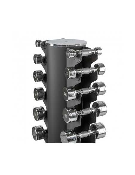 Kit d'haltères chromés 1 à 10 kg avec colonne de rangement pour 10 paires d'haltères - ATX 