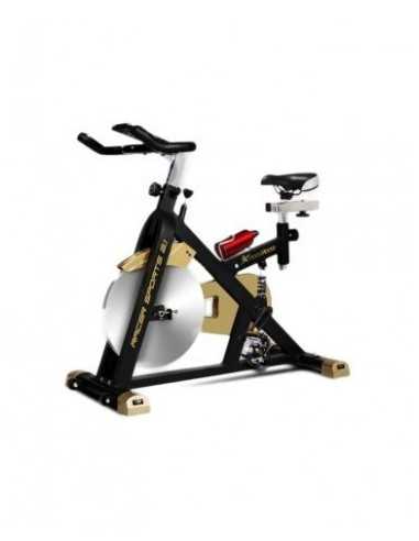 Vélo de spinning silencieux pour cardio training avec roue d'inertie de 21 kg - Console multifonction 