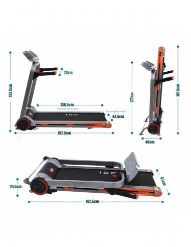 Tapis de course - vitesse jusqu'à 18 km/h avec grande console LCD 