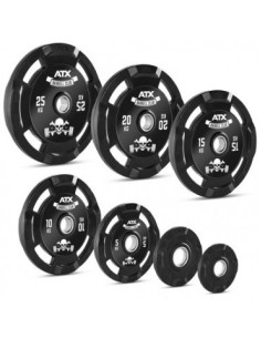 Plaques de poids ATX 50 mm 4 poignées avec revêtement caoutchouté 1,25 à 25 kilos 