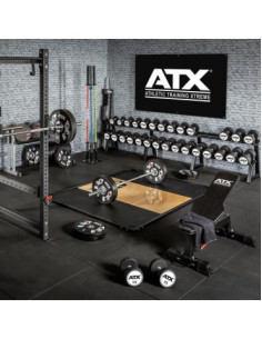 Bannière en tissu ATX 200x125 cm logo blanc sur fond noir 