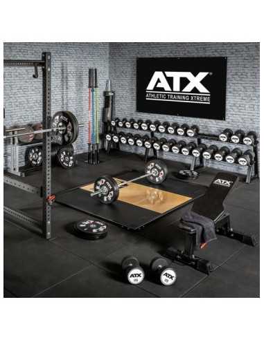 Bannière en tissu ATX 200x125 cm logo blanc sur fond noir 