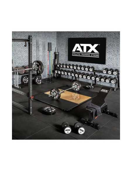 Bannière en tissu ATX 200x125 cm logo blanc sur fond noir 