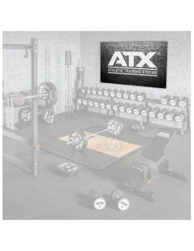 Bannière ATX 200x125 cm logo blanc sur mur en pierre noir 