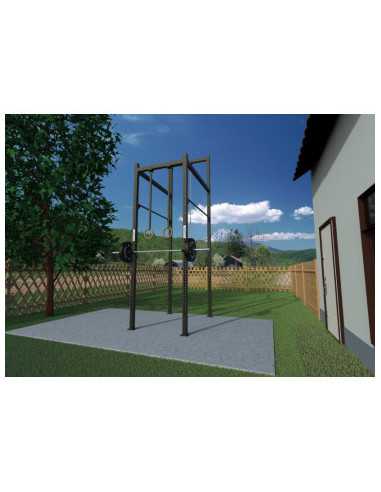 Station de Crossfit Mighty en acier galvanisé complète et polyvalente fixable en extérieur 