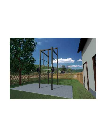 Station de Crossfit Mighty en acier galvanisé complète et polyvalente fixable en extérieur 