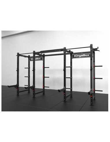 Power rack double professionnel Mighty Kingsbox avec supports de rangement 