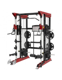 Appareil de musculation multifonction avec double colonne de poids et poulie haute / basse - Smith machine