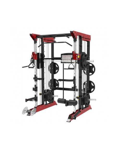 Appareil de musculation multifonction avec double colonne de poids et poulie haute / basse - Smith machine 