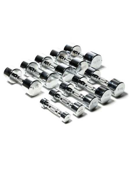 Set de 10 paires d'haltères chromées avec poignée ergonomique (de 1 à 10 kg) TOORX 