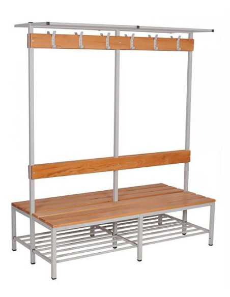Banc double assise avec patères 2 m 