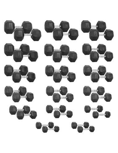 Pack de paires d'haltères de musculation hexagonaux  de 3 kg à 40 kg avec revêtement en caoutchouc-Home-musculation-Pas cher