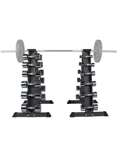 Ensemble d'haltères chromésavec pyramide de rangement - 2 x 1-14 kg-Home-musculation-Pas cher