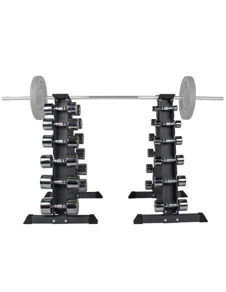 Ensemble d'haltères chromésavec pyramide de rangement - 2 x 1-14 kg-Home-musculation-Pas cher