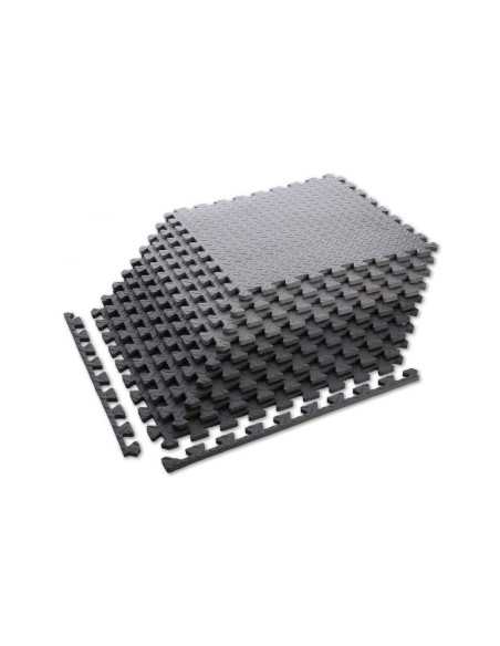 Pack de 9 dalles de sol en mousse format Puzzle avec bordures de finition-Home-musculation-Pas cher