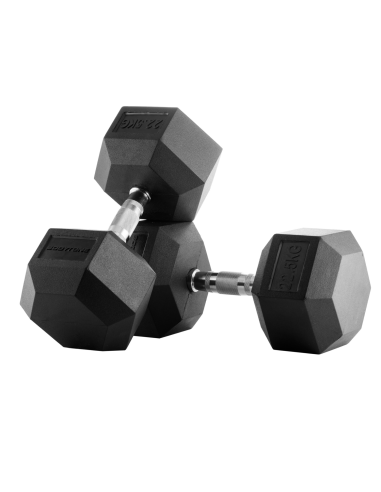Hexagonal Rubber Dumbbells 22.5 Kg - Bodytone-Home-musculation-Pas cher