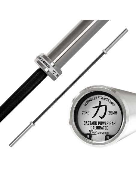 Barre de puissance calibrée 20kg Bastard - tige noire, approuvée IPF
