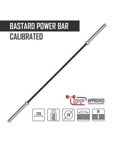 Barre de puissance calibrée 20kg Bastard - tige noire, approuvée IPF