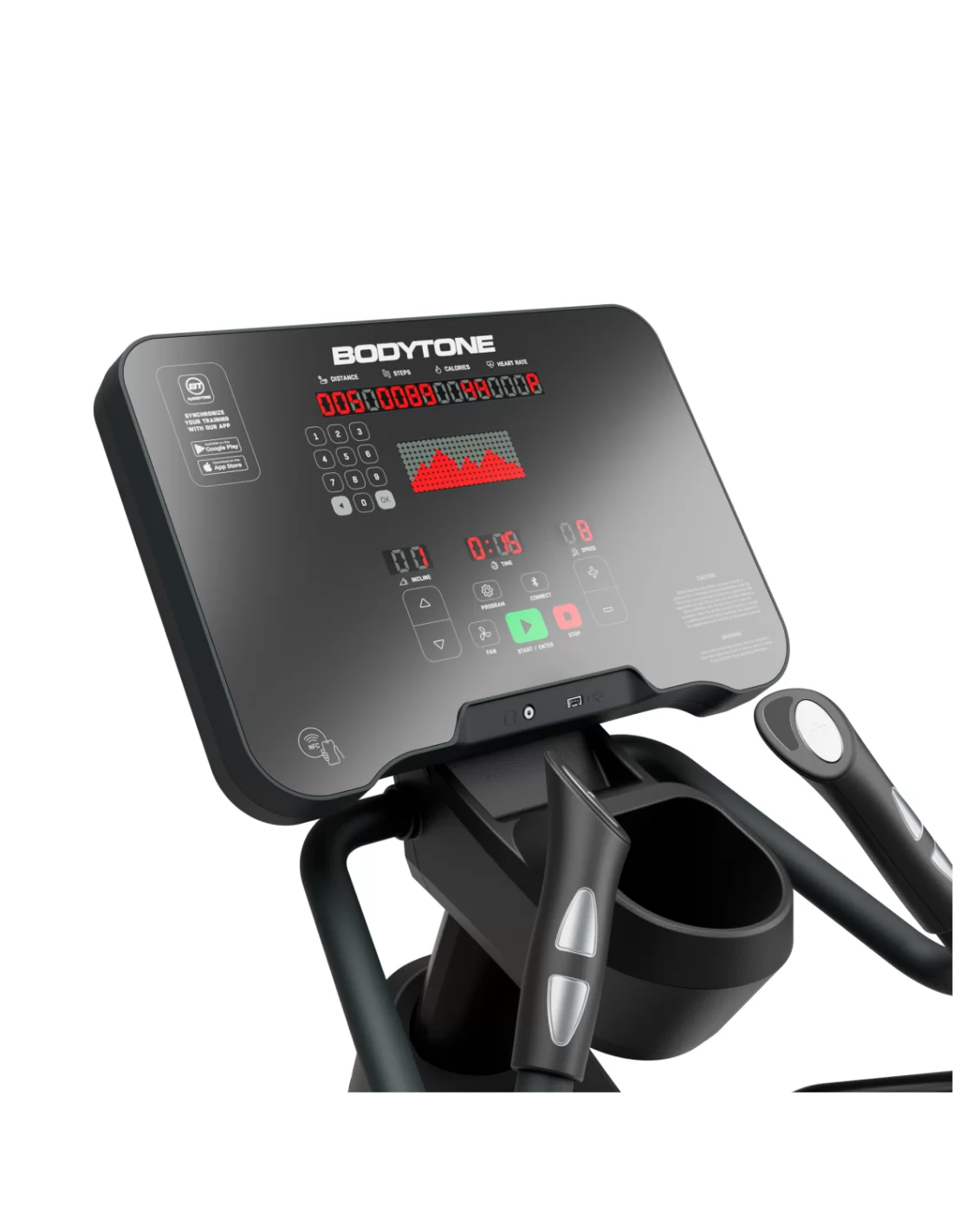 Vélo Elliptique Bodytone DE30 - Volant 9kg, 24 Niv. Résistance, Bluetooth, Silencieux - Pour Entraînement Maison (120kg Max)