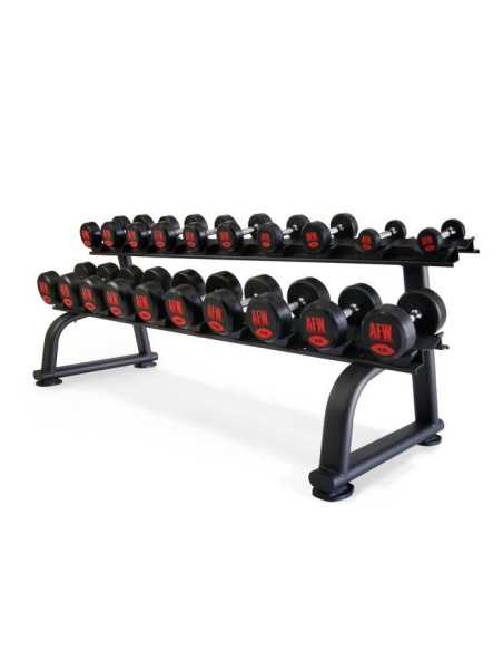 AFW Lot de 2 Rack + Haltères Caoutchouc Pro 2,5 kg - 50 kg 