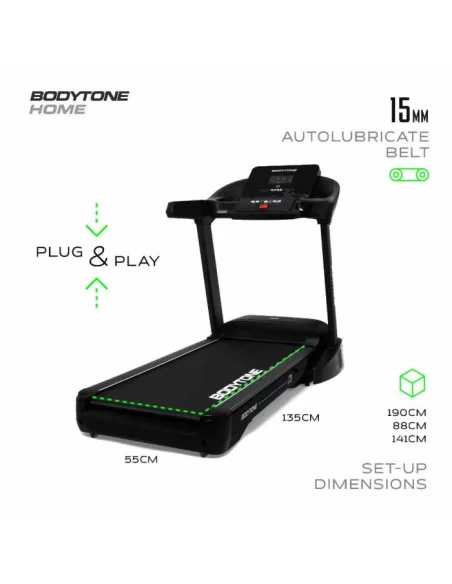 Bodytone Tapis de course DT21+ avec interactivité + compatibilité Kinomap, Zwift et MyBodytone 