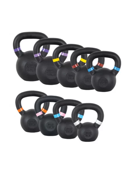 Set complet de kettlebells de cross-training en fonte de 4 kg à 20 kg avec poignée ergonomique