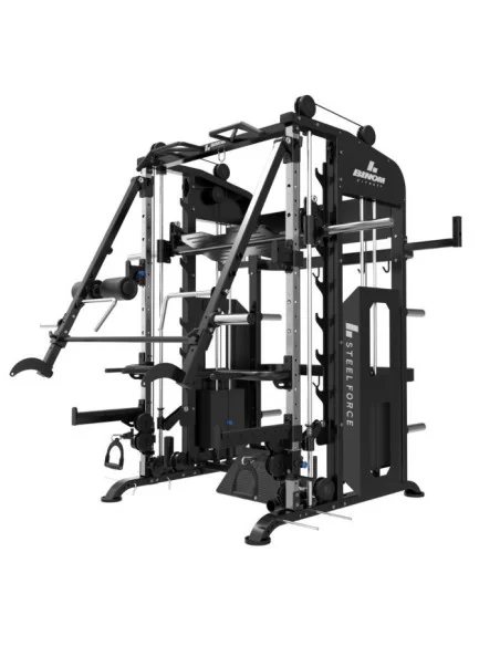 Binom Steel Force B21 Multigym avec 100 Kg x2, Bras Mobiles, Double Poulie, Power Rack, Multipower, Leg Press et accessoires 