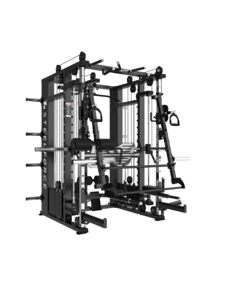 Binom Steel Force Multigym B22 avec 300Kg Poulie Multipower Haute / Basse, Presse jambes, Power rack, Abs, Bras mobiles, Fonds e