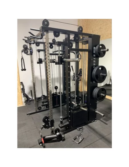 Binom Steel Force Multigym B22 avec 300Kg Poulie Multipower Haute / Basse, Presse jambes, Power rack, Abs, Bras mobiles, Fonds e