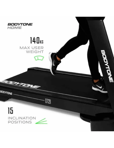 Bodytone Tapis de course DT21+ avec interactivité + compatibilité Kinomap, Zwift et MyBodytone 