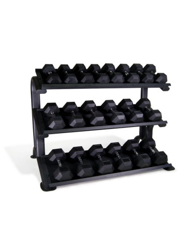 Pack Rack + Haltères Hexagonales Caoutchouc 1 - 25 kg 