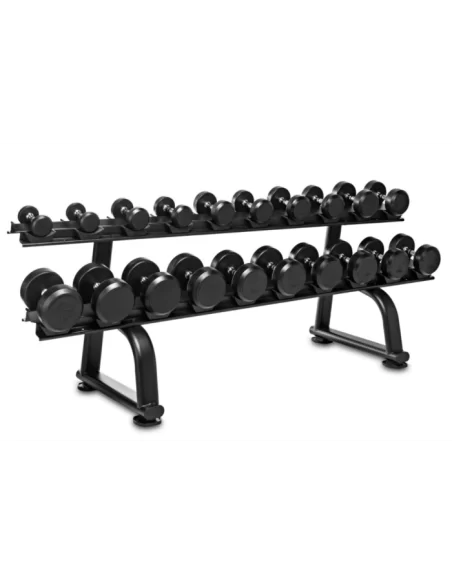 Pack Rack + Jeu d&#039;Haltères Caoutchouc de 2,5 à 30 kg (12 Paires) 