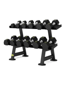 Performance Haltères Hexagonales (17.5-30kg, 6 paires) + Performance Support Hexagonal 2 hauteurs - 6 paires ZIVA