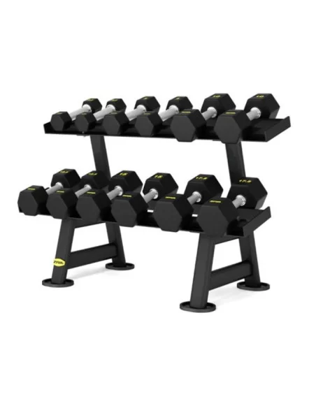 Performance Haltères Hexagonales (17.5-30kg, 6 paires) + Performance Support Hexagonal 2 hauteurs - 6 paires ZIVA 