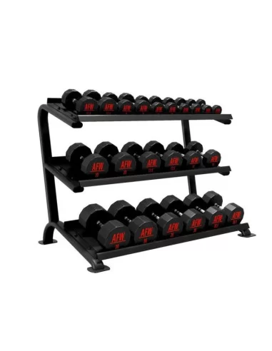 AFW Set d&#039;Haltères Hex 12.5kg – 35kg (10 paires) + Rack 