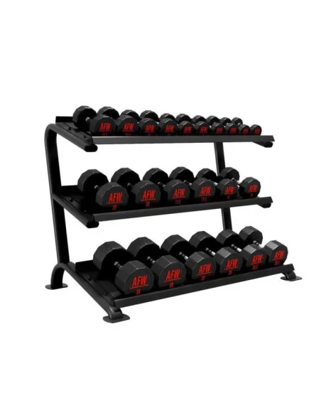AFW Set d&#039;Haltères Hex 12.5kg – 35kg (10 paires) + Rack 